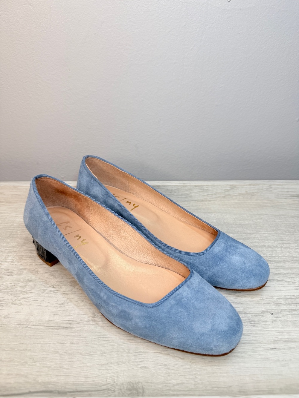 French Sole fs/ny light blue suede black block heel size 6 - Picture 11 of 12